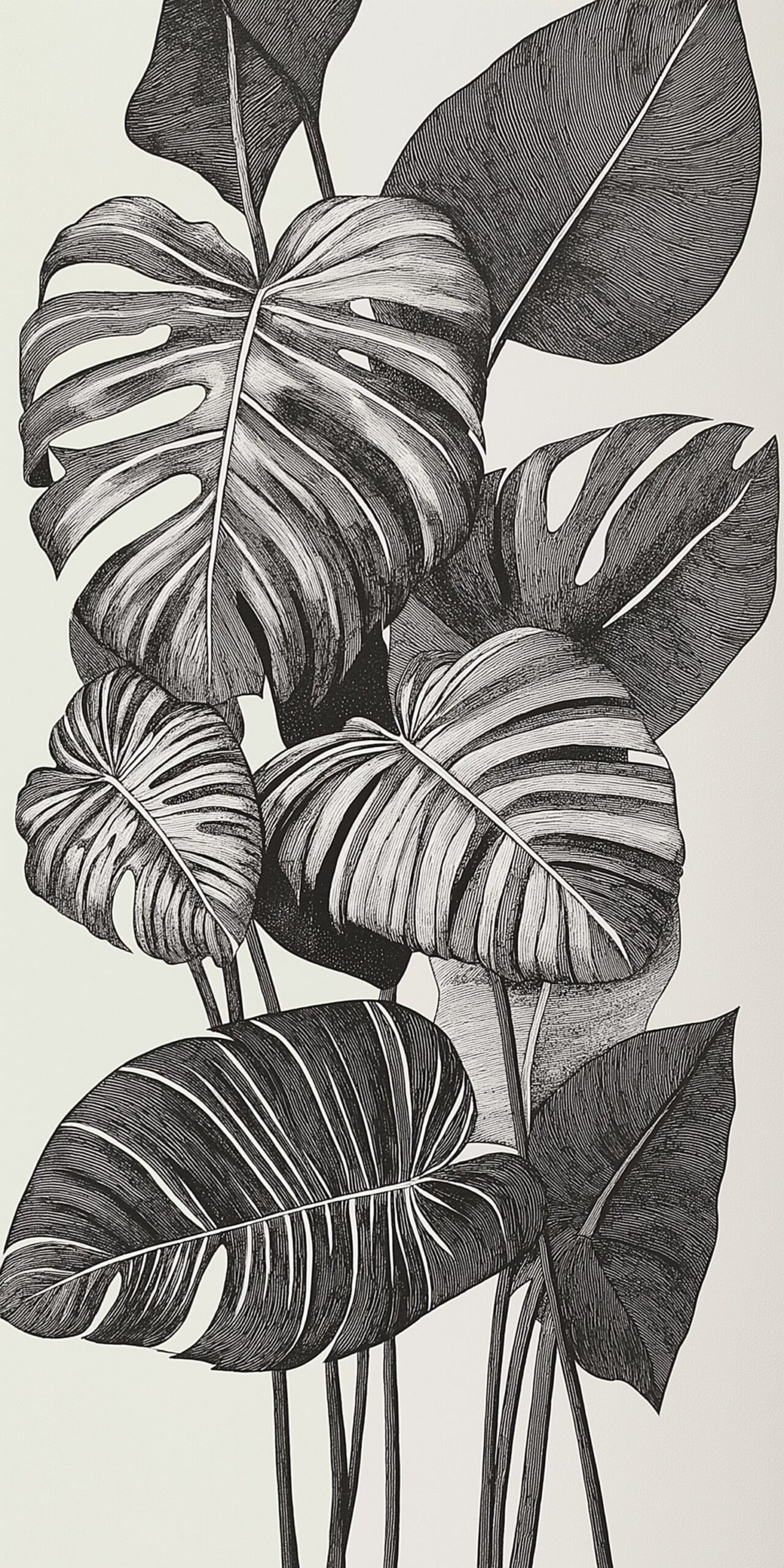 Monstera leaves beach towel Elegant monochrome leaf design 1 scaled