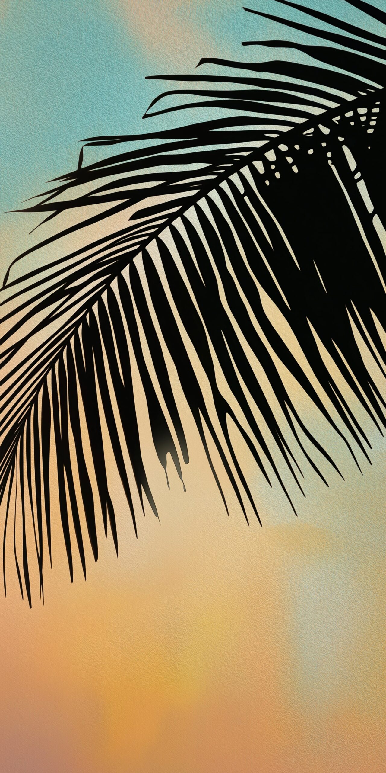 Palm leaf beach towel Striking silhouette against a pastel sky 1 scaled