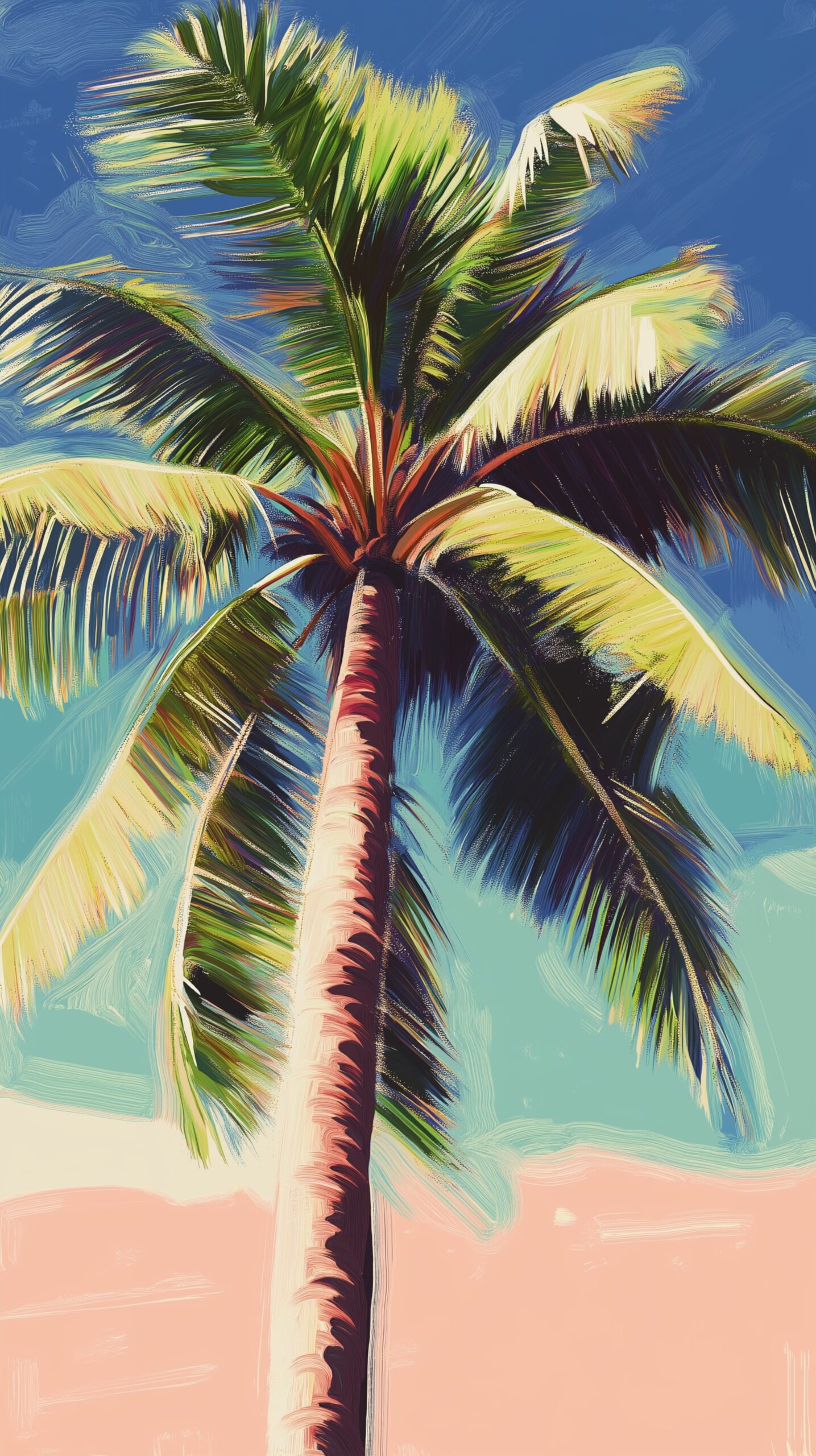 Palm tree beach towel Vibrant palm against a blue sky 1 scaled