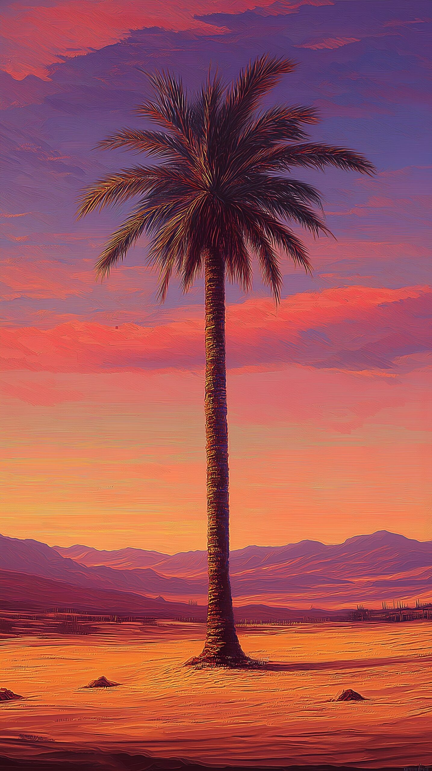 Palm tree beach towel Vibrant sunset and lush palm silhouette 1 scaled