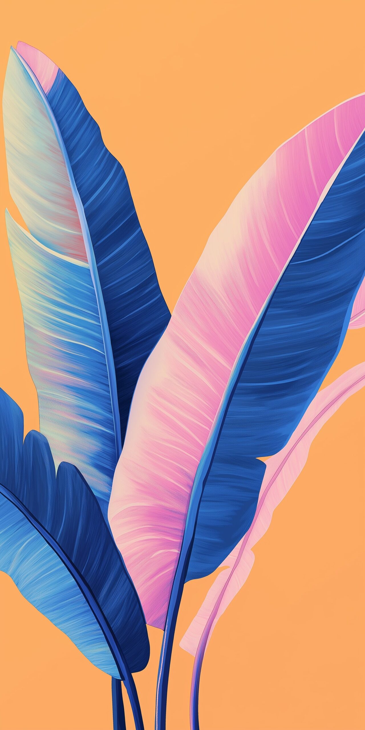 Tropical leaf beach towel • Vibrant blue and pink foliage against a sunset orange backdrop 1 Tropical leaf beach towel Vibrant blue and pink foliage against a sunset orange backdrop 1 scaled