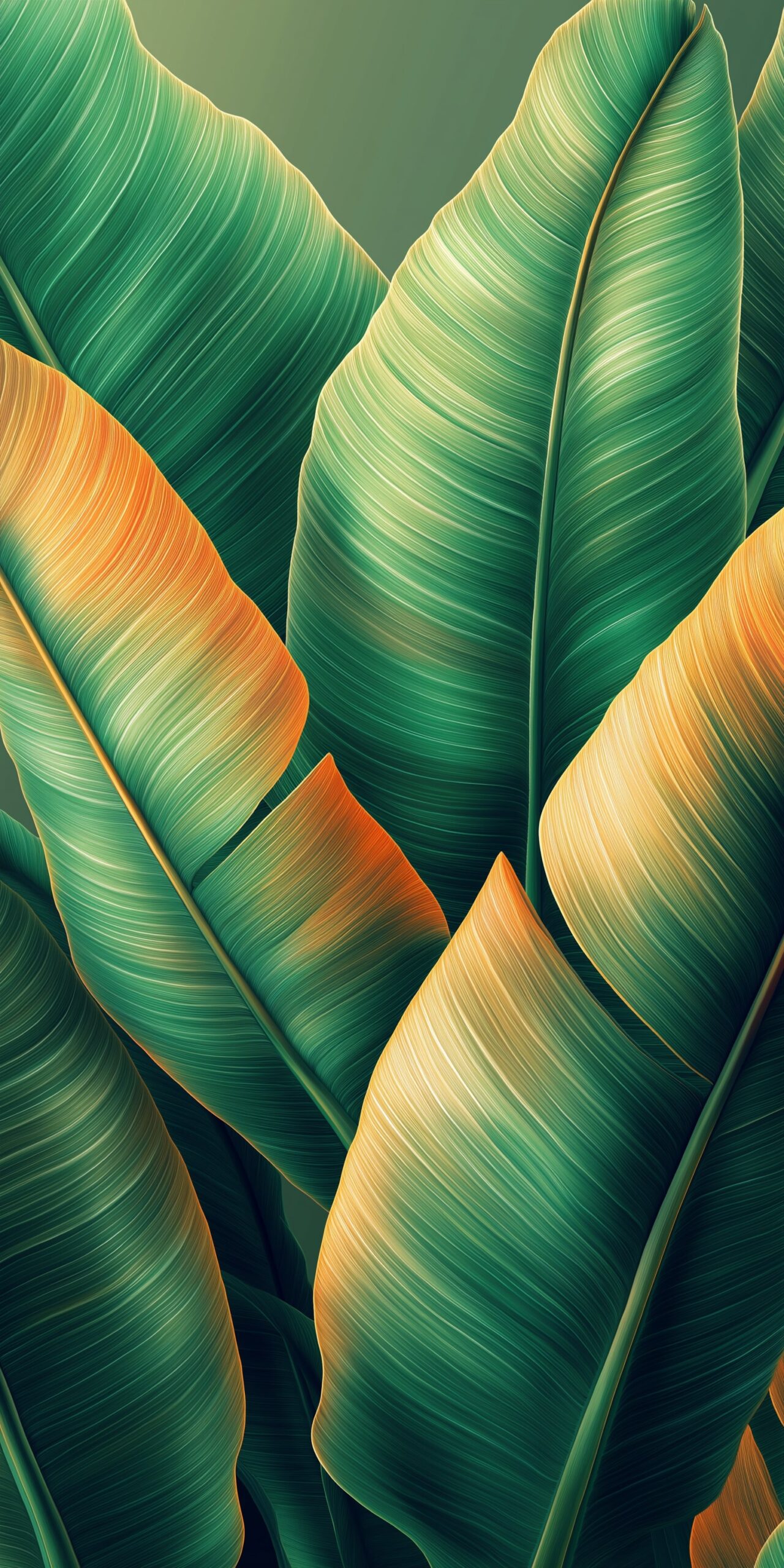 Tropical leaves beach towel • Lush green and orange hues 8 Tropical leaves beach towel Lush green and orange hues 1 scaled