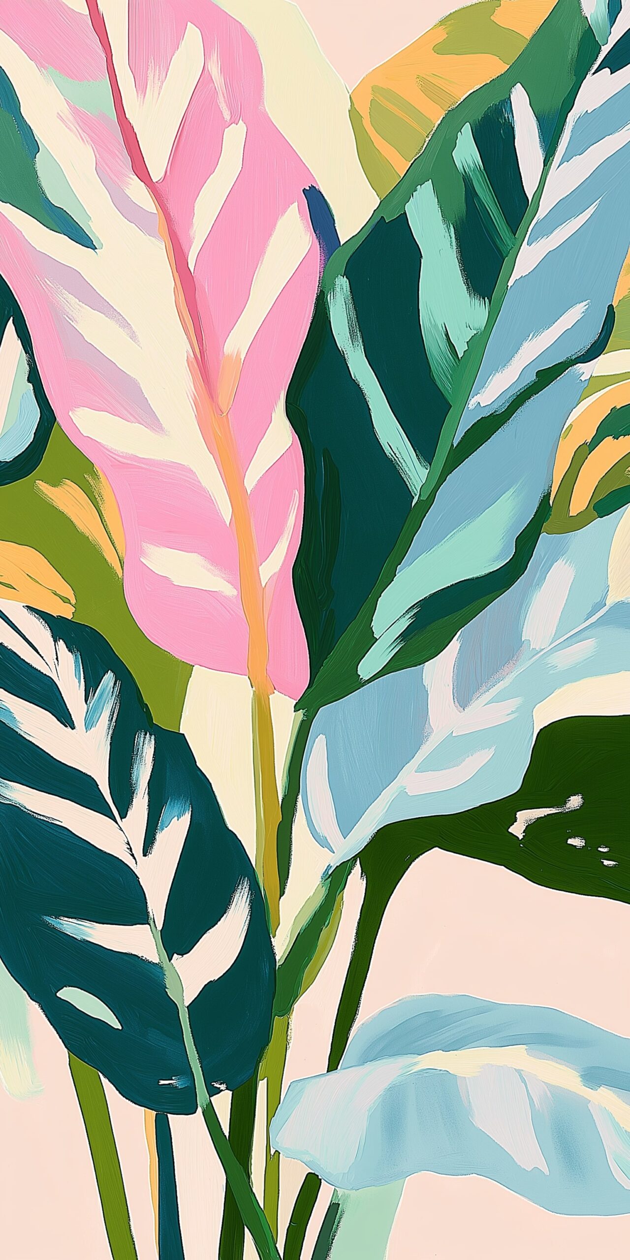 Tropical leaves beach towel • Vibrant foliage in pastel colors 3 Tropical leaves beach towel Vibrant foliage in pastel colors 1 scaled