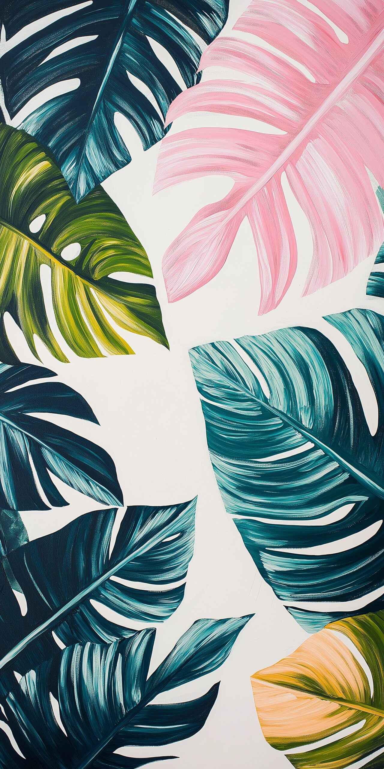 Tropical leaves beach towel Vibrant foliage in pink and green hues 1 scaled