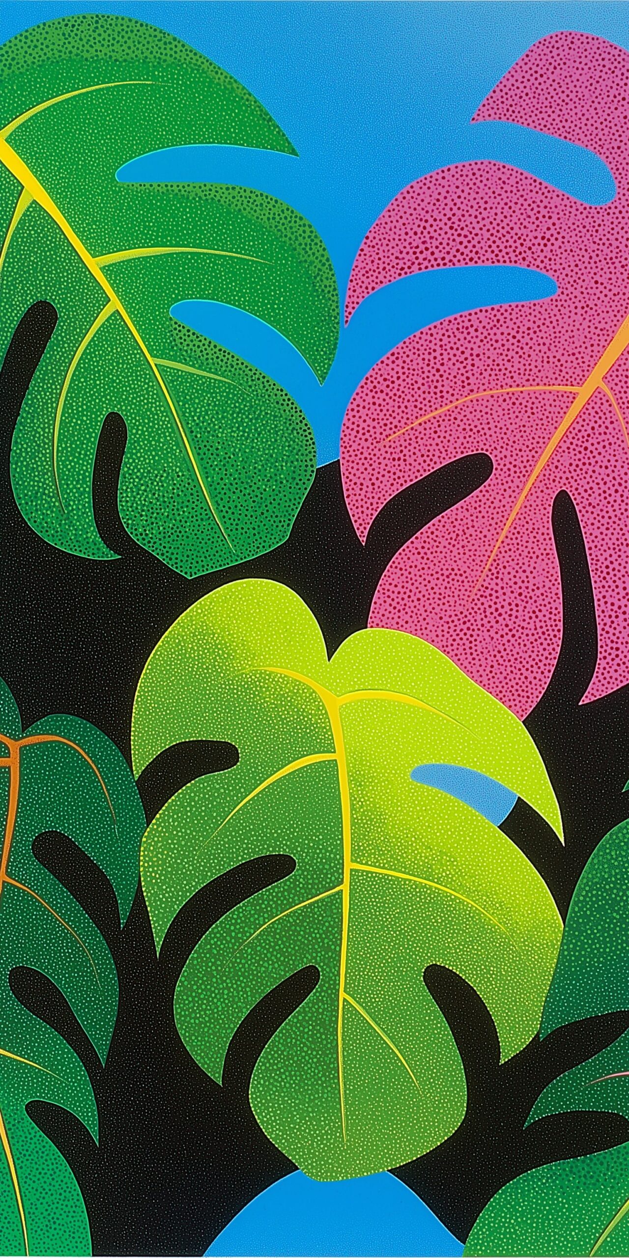 Tropical leaves beach towel • Vibrant green and pink foliage against a blue background 3 Tropical leaves beach towel Vibrant green and pink foliage against a blue background 1 scaled